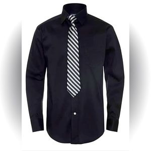 Chaps Boys Long-Sleeve Dress Shirt & Clip-On Tie Set, Size L 14-16